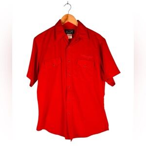 Vtg Wrangler Mens MED Bull Riding Snap Button Shirt Embroidered Bull 80/90s